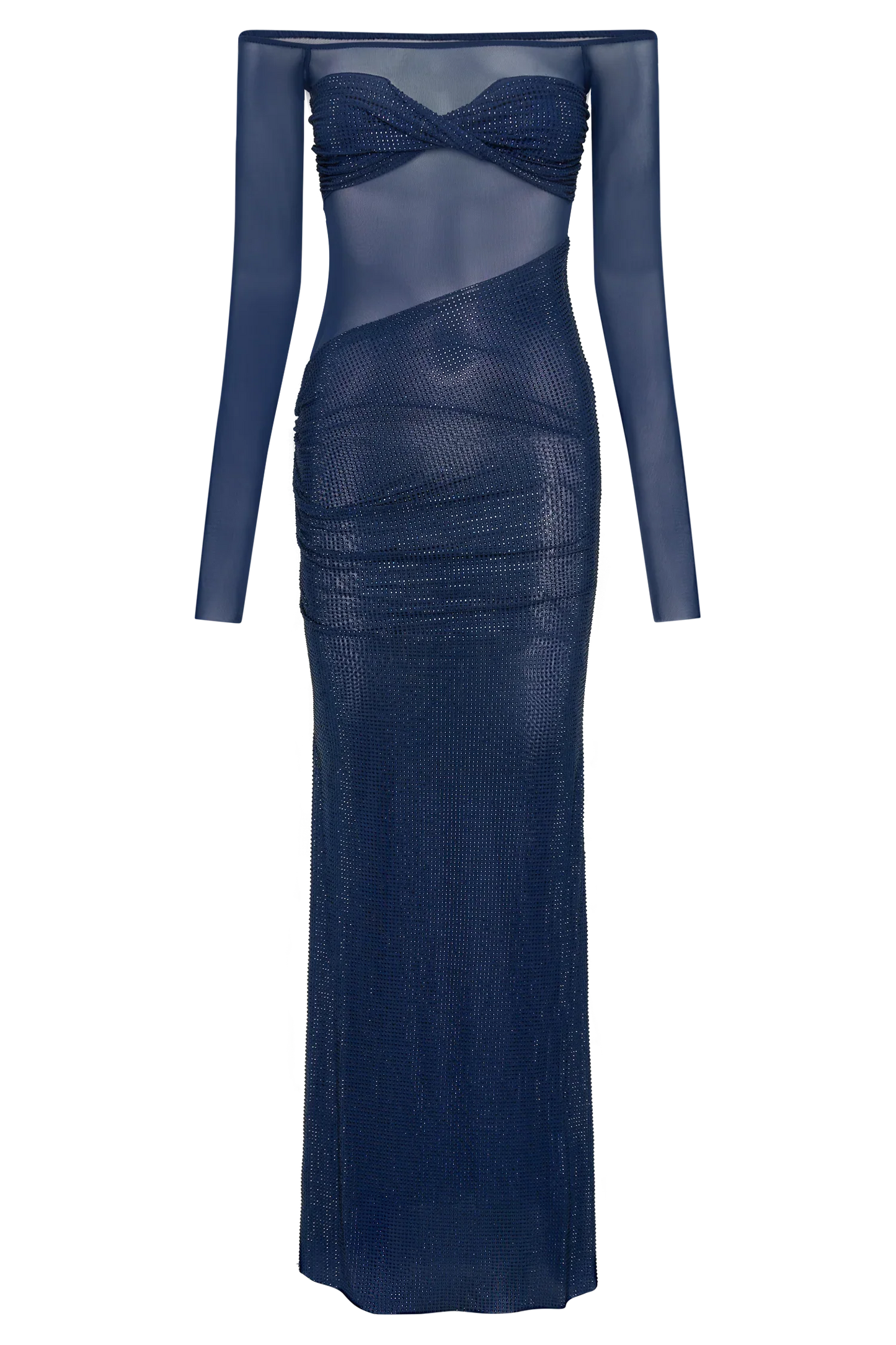 Nash Diamante Off Shoulder Maxi Dress Navy
