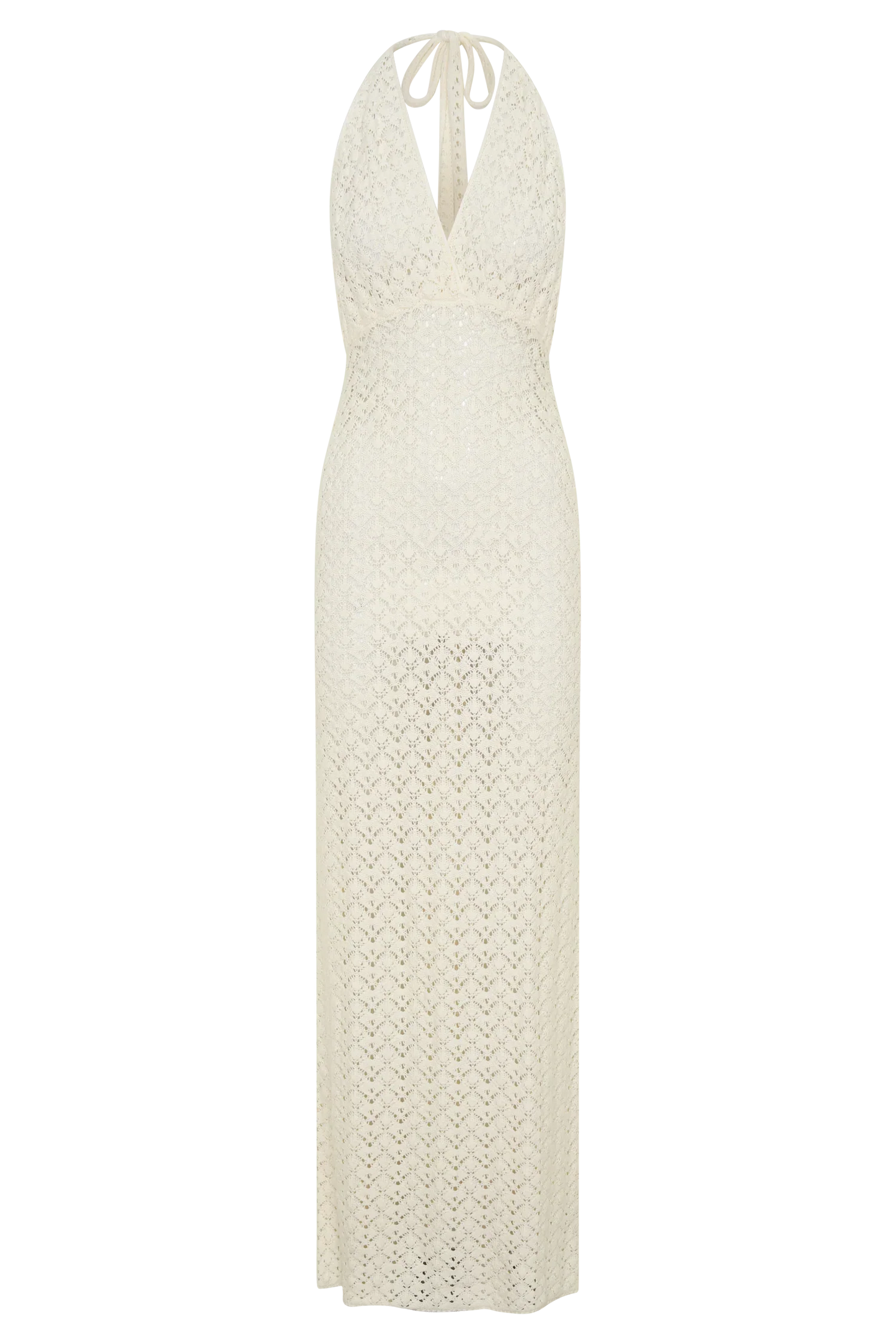 Deeliah Halterneck Crochet Maxi Dress Ivory