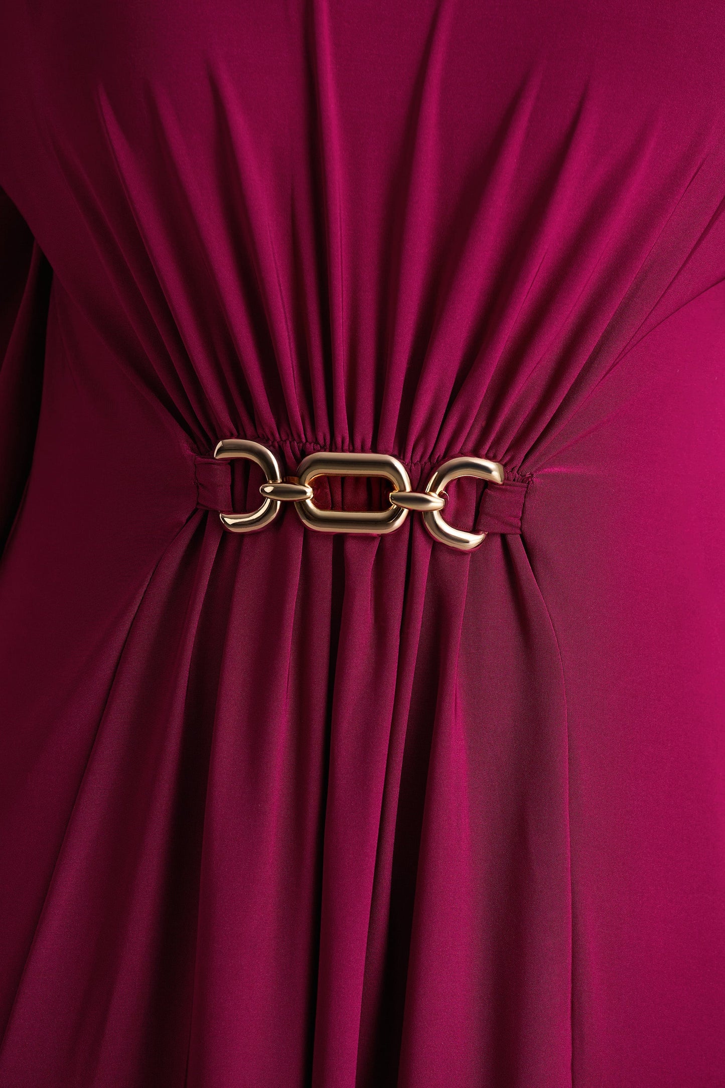 Olessia Burgundy Belted Gathered Cape Sleeve Maxi Dress