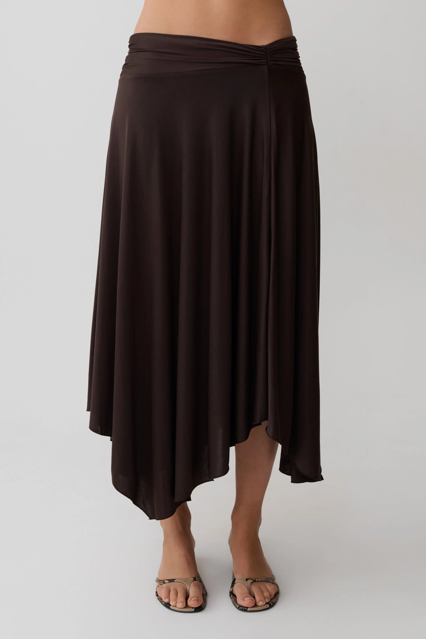 Luu Slinky Midi Skirt Dark Chocolate