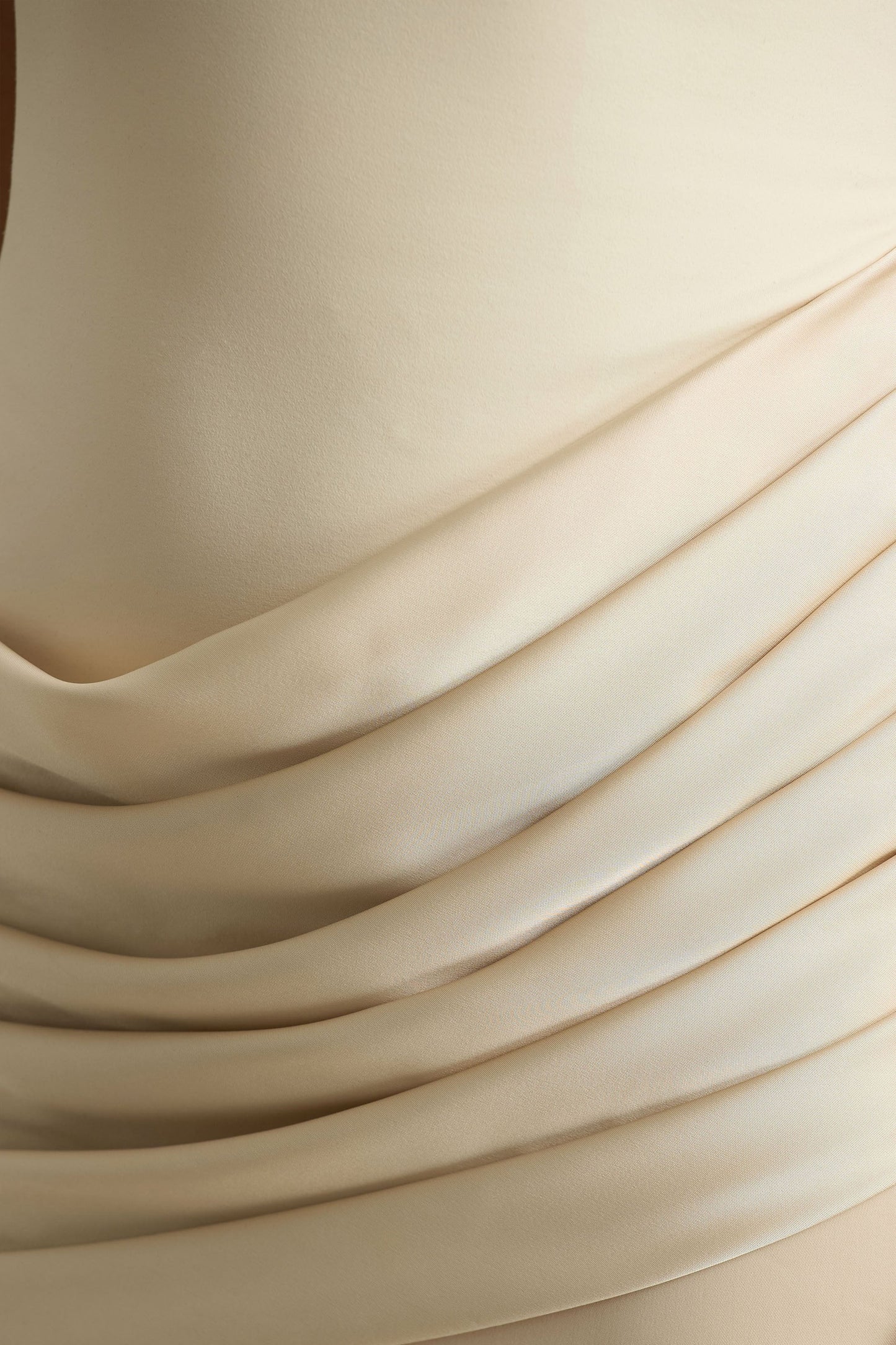 Akari Cream Crew Neck Maxi Dress With Satin Skirt