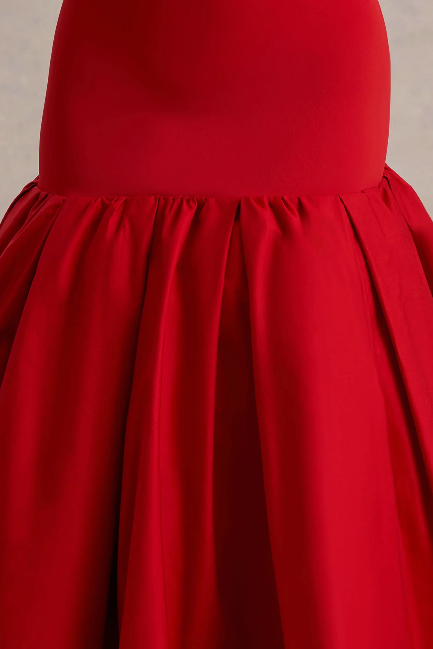 Parida Red Poplin Drop Waist Midi Dress With Peplum Hem
