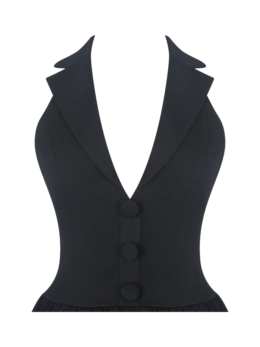 Delaney Black Lapel Halter Midi A Line Dress