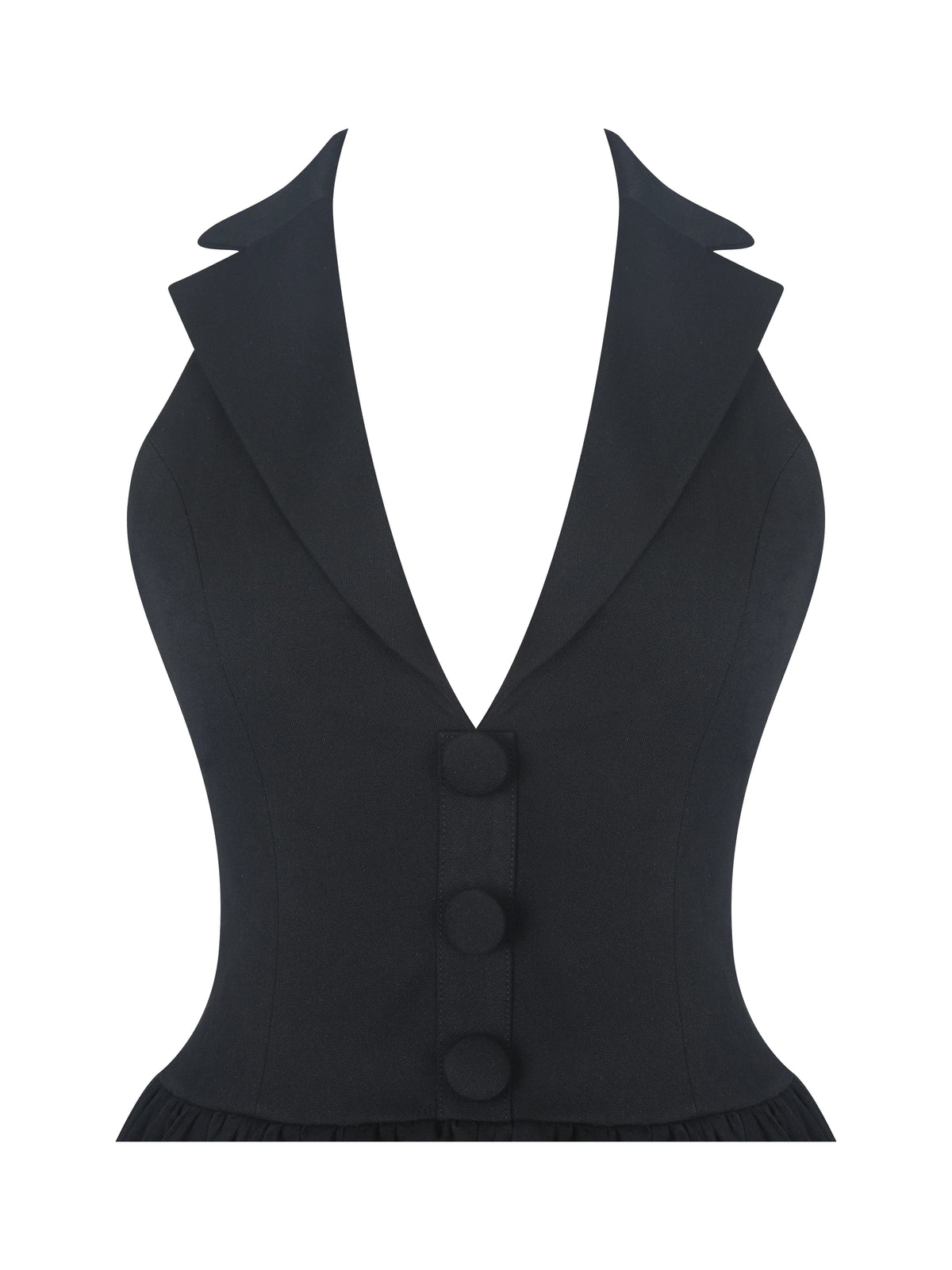 Delaney Black Lapel Halter Midi A Line Dress
