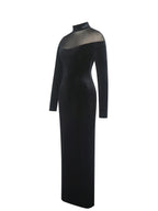 Blair Black Sheer Mock Neck Maxi Dress