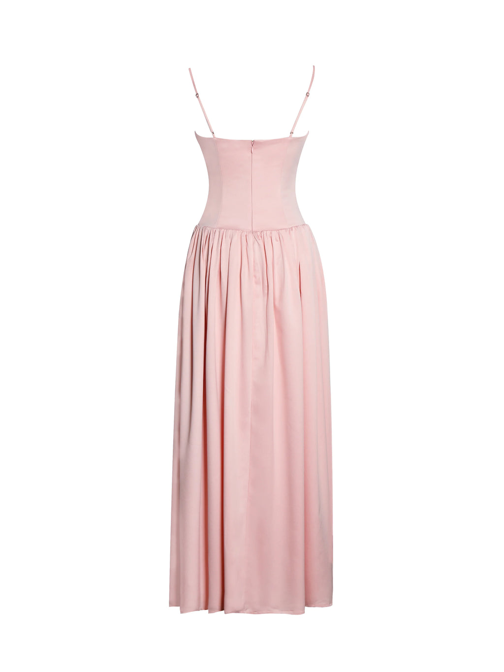 Najwa Baby Pink Ruched Breast Drop Waist Maxi Dress