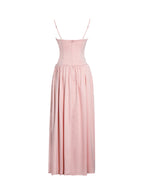 Najwa Baby Pink Ruched Breast Drop Waist Maxi Dress