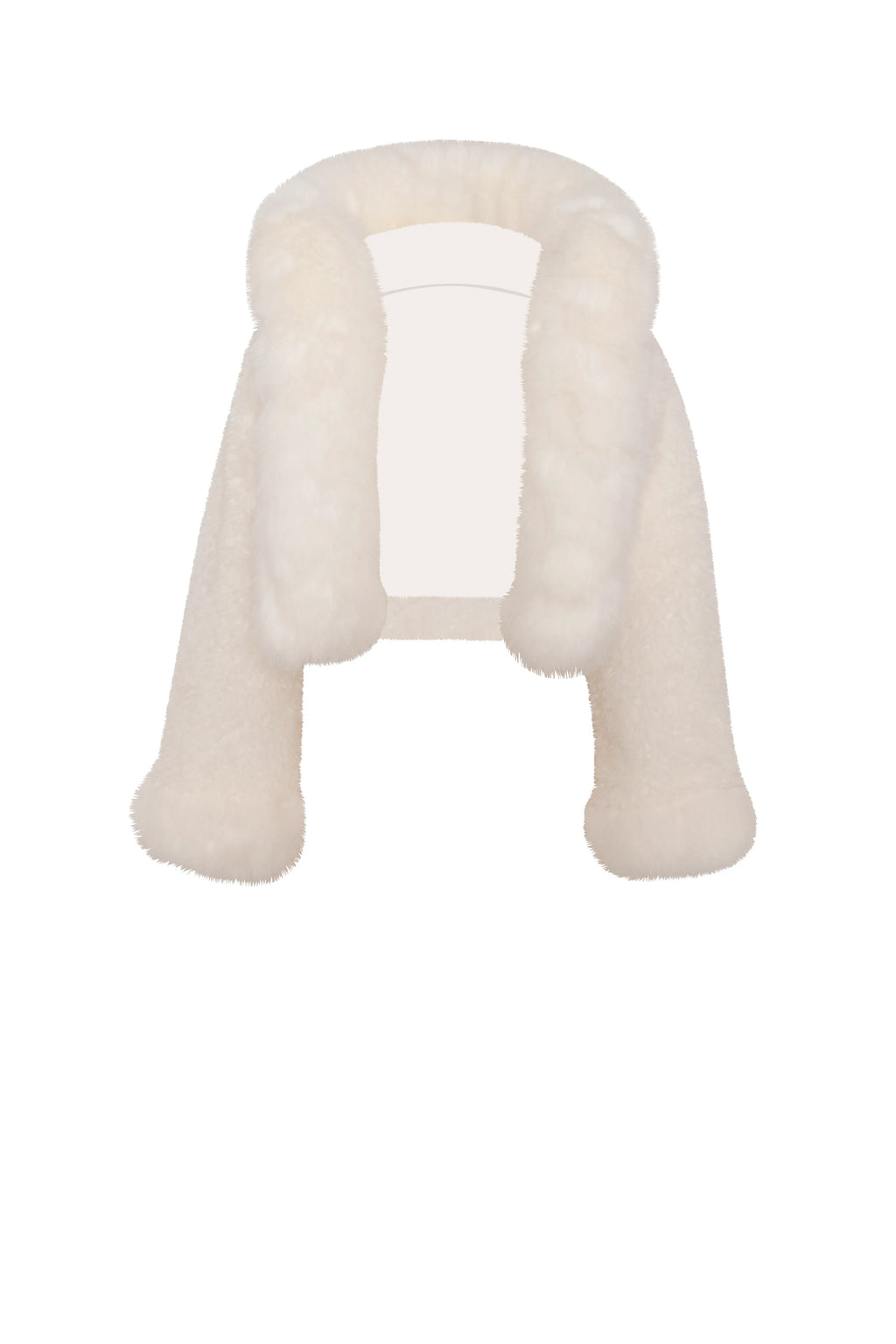 Kali White Cropped Vegan Shearling Fur Jacket