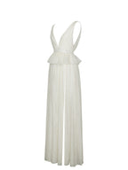 Calleigh Off White Flare Beaded Belt Maxi Gown