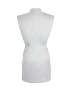 Vienna White Satin Mock Neck Mini Dress