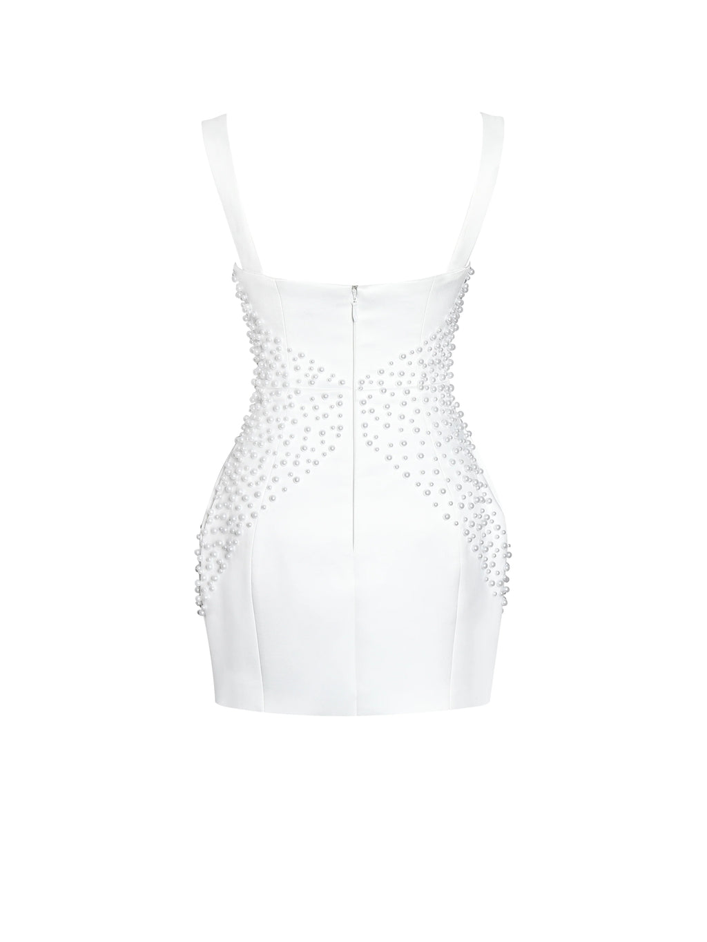 Tais Pearl Beaded Cocoon Shape Sleeveless Mini Dress