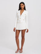 Oaklyn White Pleated Mini Skort