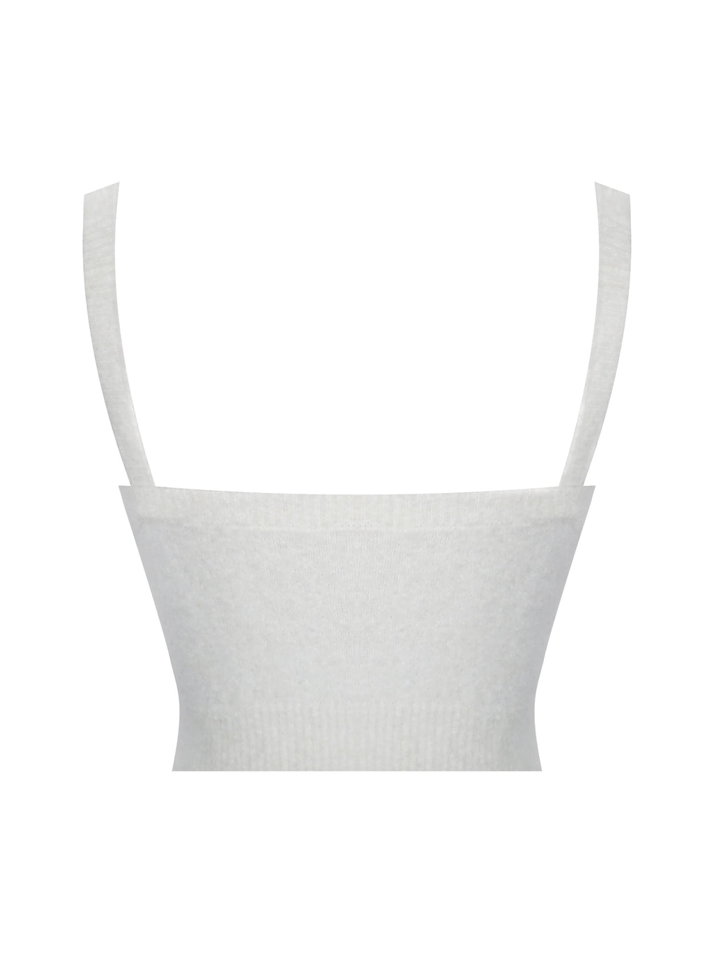 Selene White Wool Blend Ribbed Knit V Neck Top