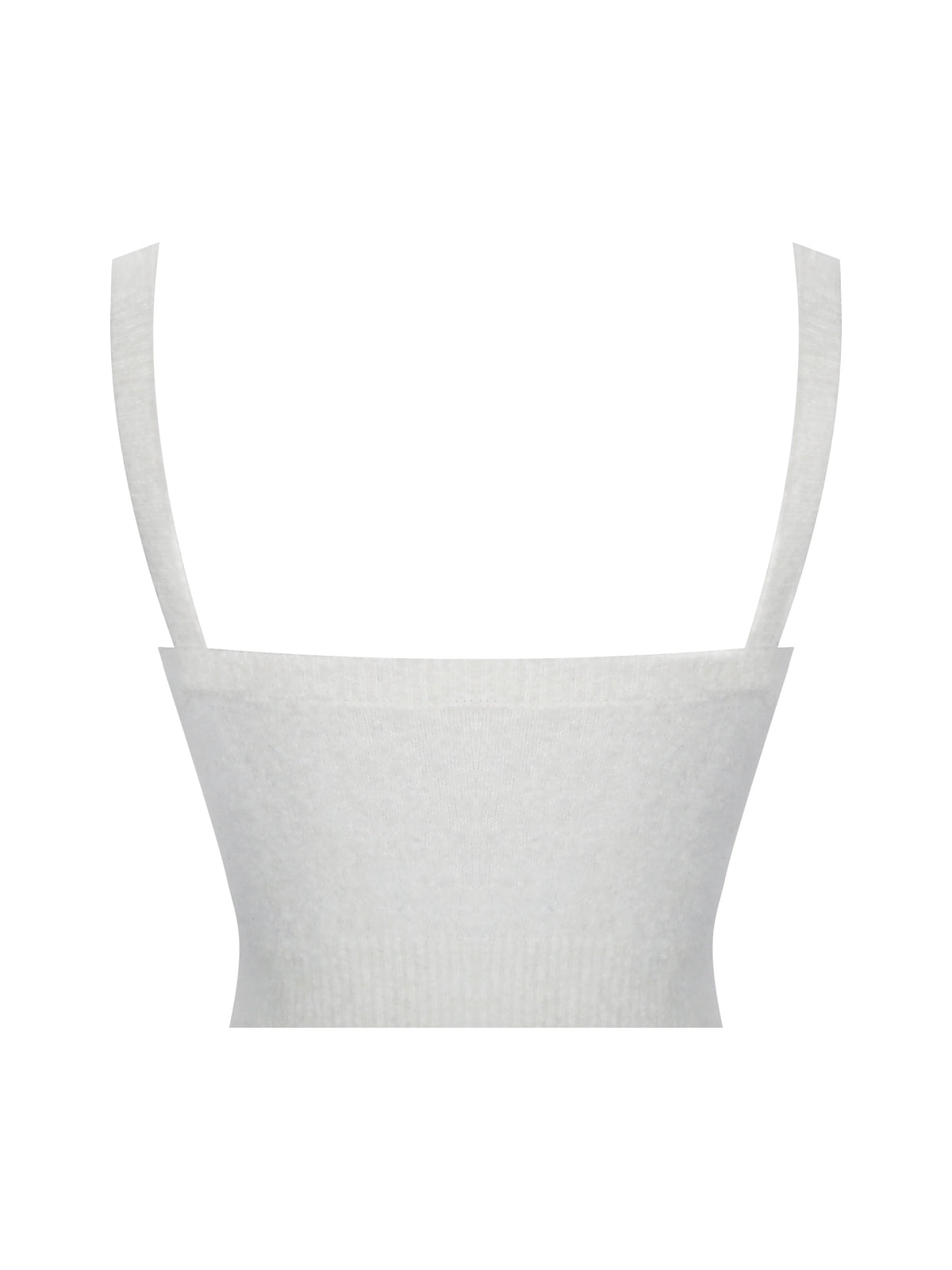 Selene White Wool Blend Ribbed Knit V Neck Top