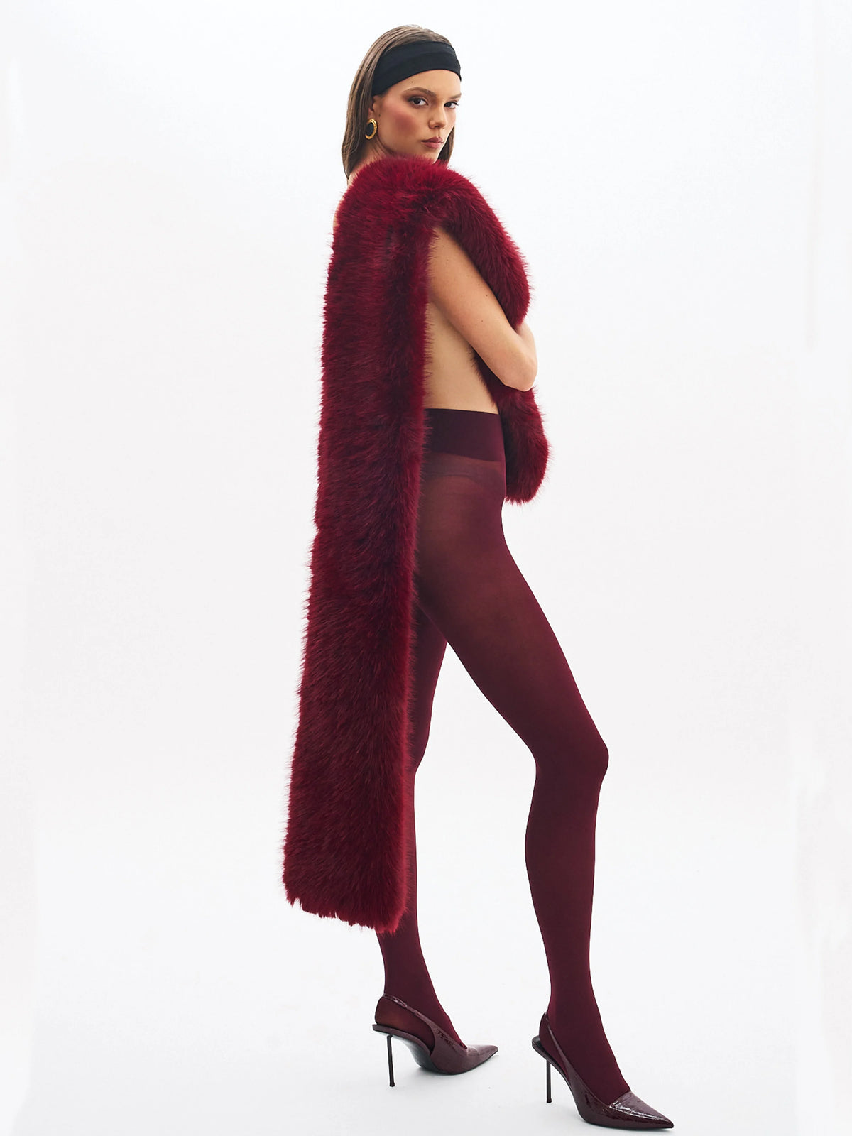 Jazmin Burgundy Multi wear Faux Fur Scarf