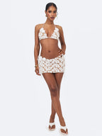 Leila White Floral Crochet Bikini Top