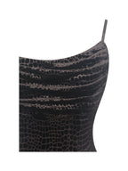 Veronique Brown Croc Embossed Velvet Cowl Neck Mermaid Maxi Dress