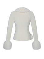 Adrian Cream Soft Leather Fur Trimmed Top