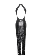 Abril Ruched Silver Glitter Backless Gown