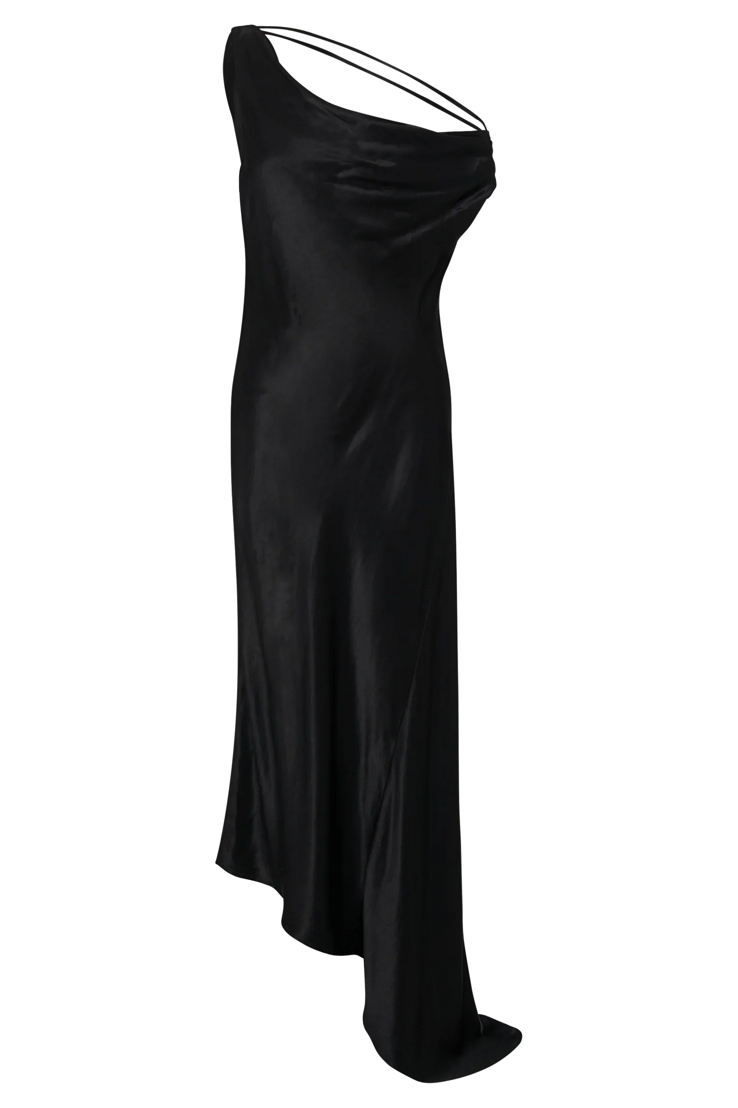 Yvette Slip Maxi Dress With Asymmetrical Hem Black