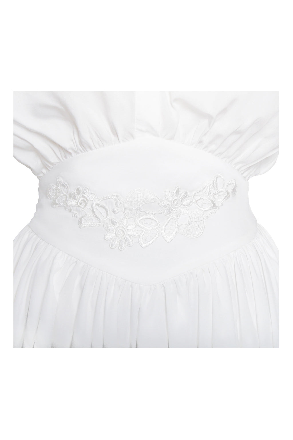 Jamila White Lyocell Embroidered Shirt Mini Dress
