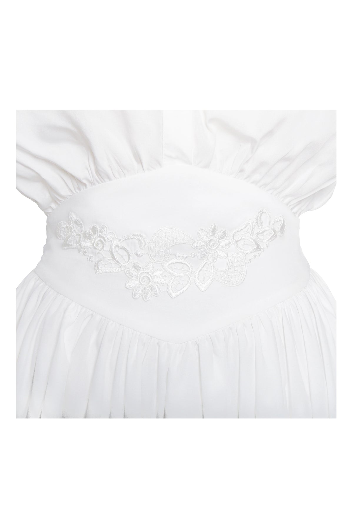 Jamila White Lyocell Embroidered Shirt Mini Dress