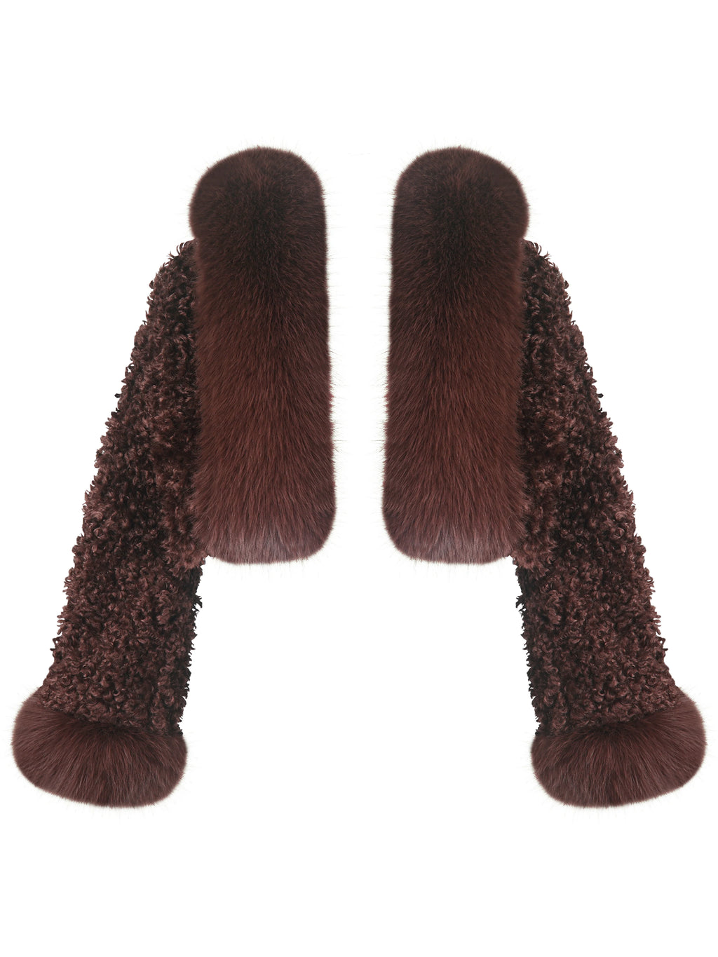 Kali Mahogany Cropped Vegan Shearling Fur Jacket
