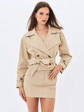 Zuly Tan Cotton Gabardine Mini Trench Jacket