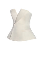 Yani Ivory Asymmetrical Lapel Sleeveless Peplum Top