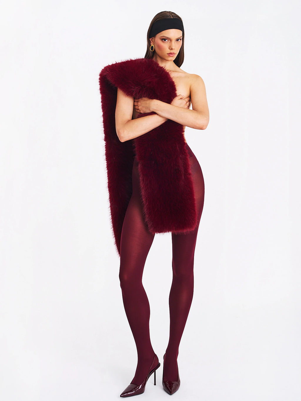 Jazmin Burgundy Multi wear Faux Fur Scarf