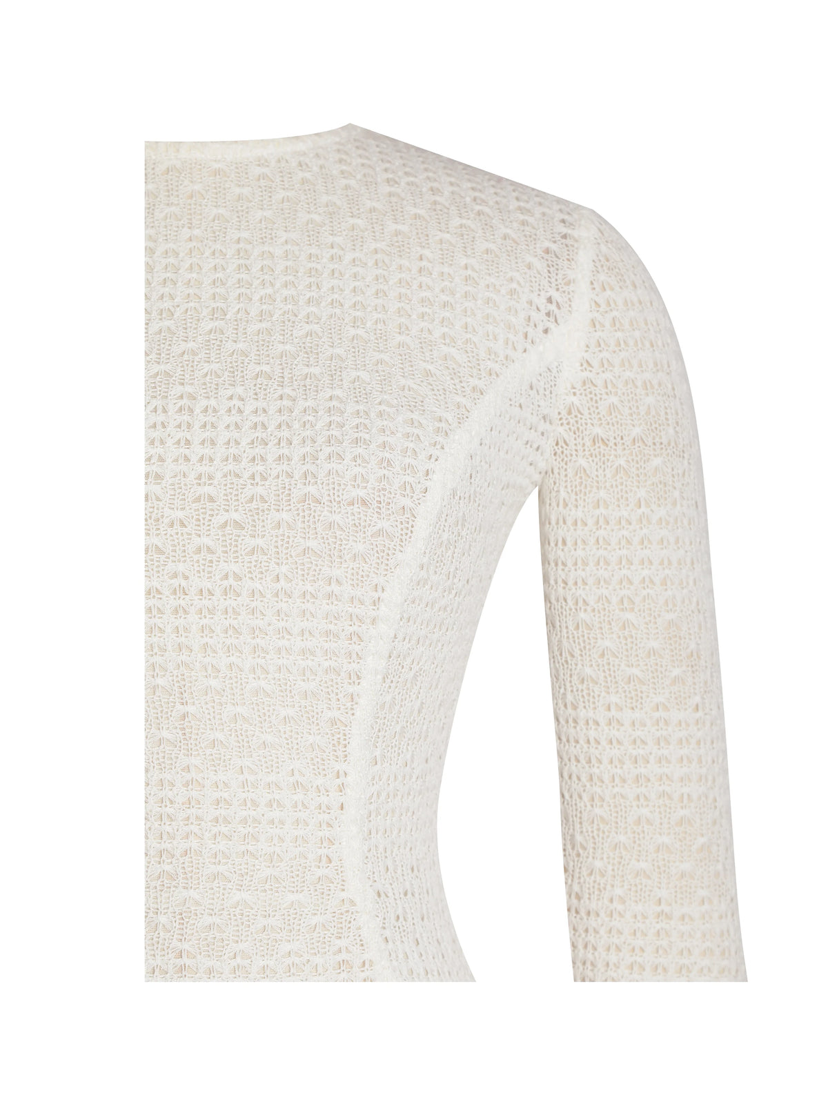 Pamina Beige Crochet Long Sleeve Midi Flare Mermaid Dress