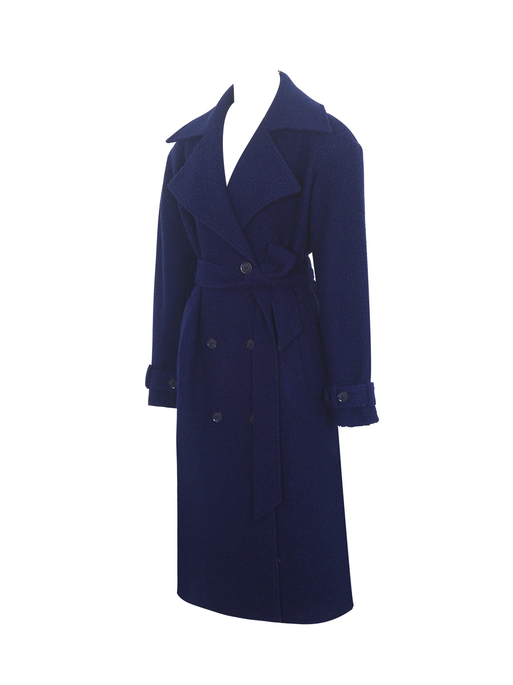 Jaelyn Midnight Blue Wool Blend Double Breasted Belted Coat