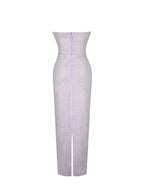 Raylee Lilac Beaded Mesh Strapless Sheath Maxi Dress
