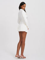 Oaklyn White Pleated Mini Skort