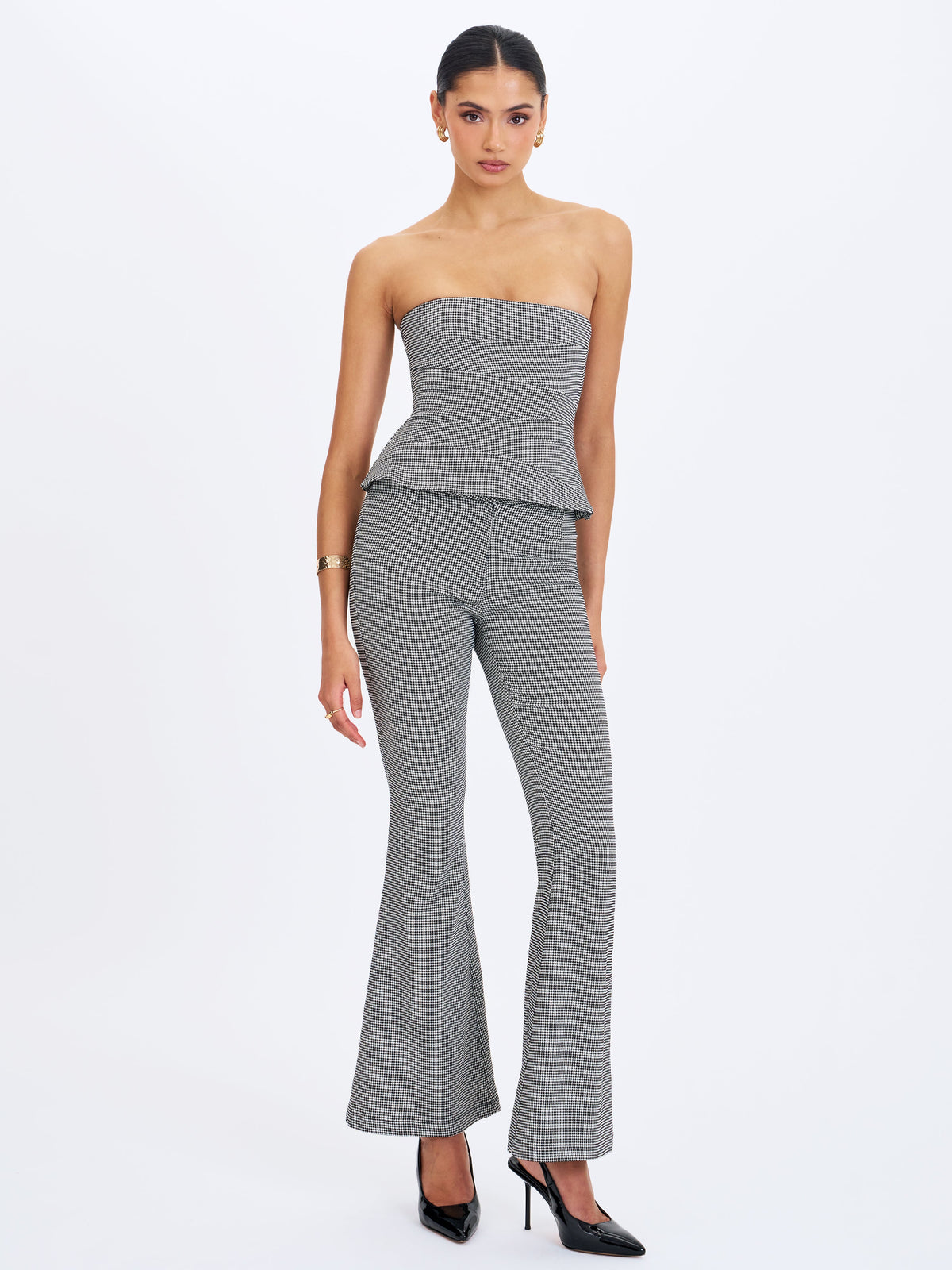 Ulli Micro Houndstooth Flared Pants