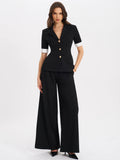 Aleeza Black Wide Leg Suit Pants