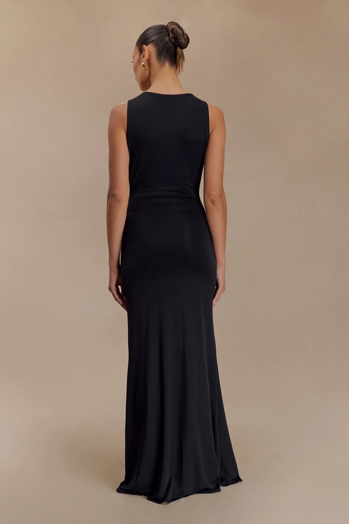 Beck Plunge Maxi Dress With Floral Hardware Black