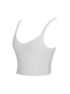 Selene White Wool Blend Ribbed Knit V Neck Top