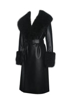 Zariah Black Faux Fur Trimmed Longline Coat