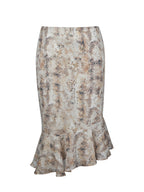 Umarah Tan Reptile Print Asymmetrical Ruffled Skirt