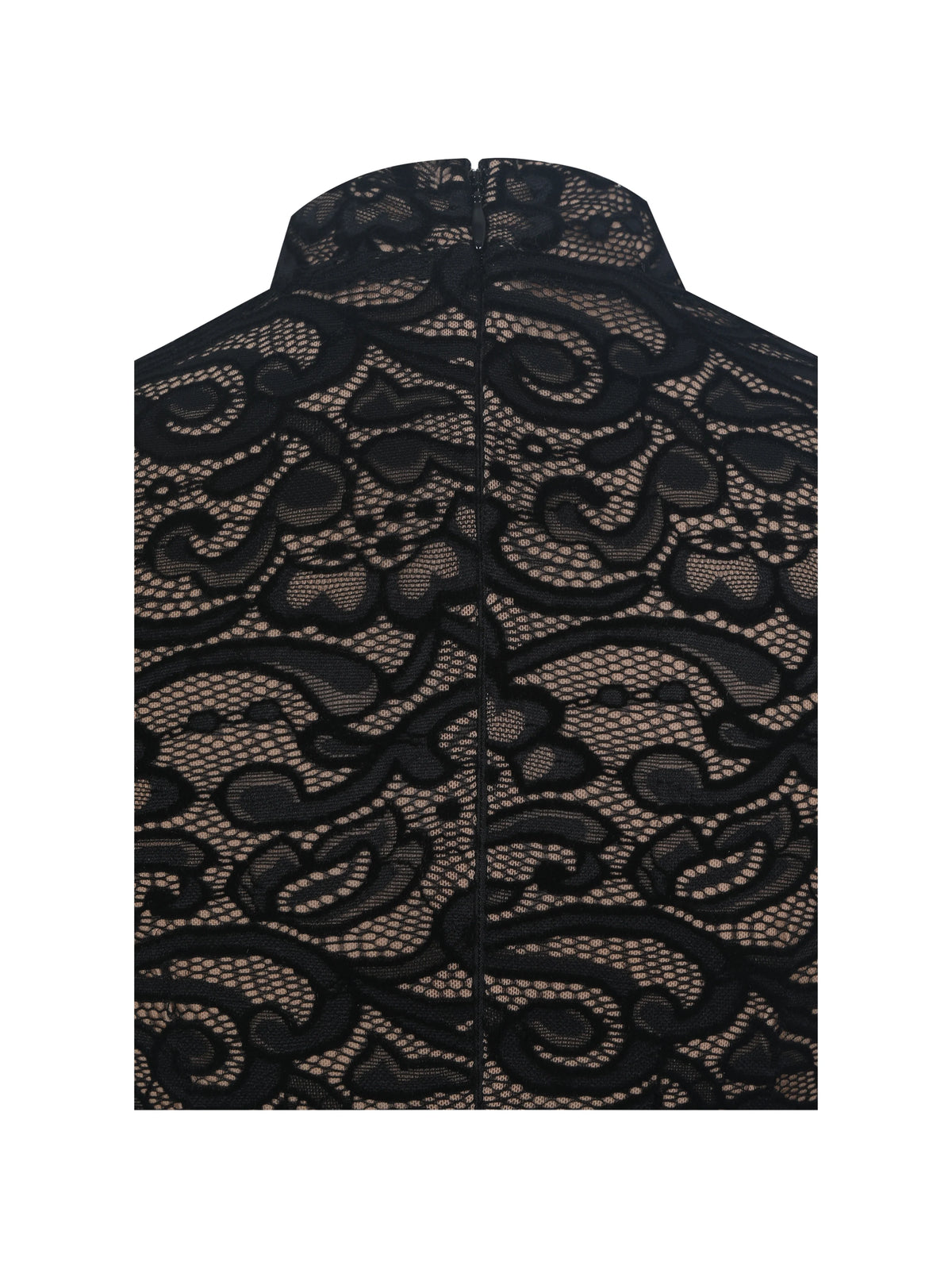 Quenisa Black Chenille Lace Long Sleeve Bodysuit