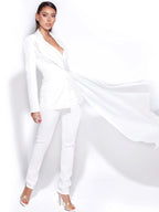 Vandra White Draping Blazer Jacket