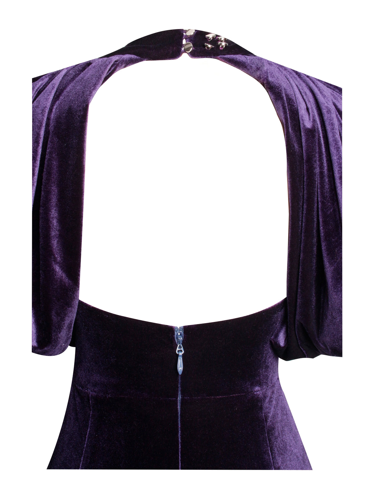 Coraline Purple Velvet Bubble Sleeve Backless Maxi Dress Archive Sale