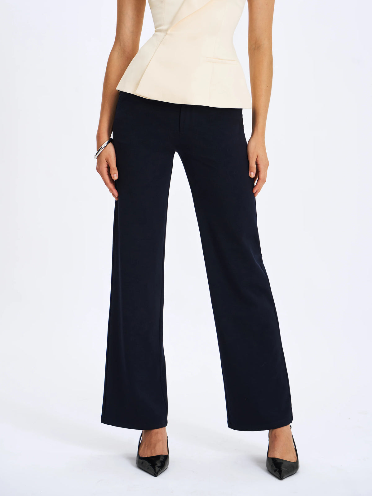 Yanin Navy Low Rise Straight Leg Pants