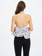 Ilene Polka Dot Cotton Poplin Bubble Hem Halter Top