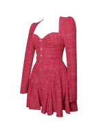 Tae Red Tweed Long Sleeve Drop Waist Mini Dress Archive Sale
