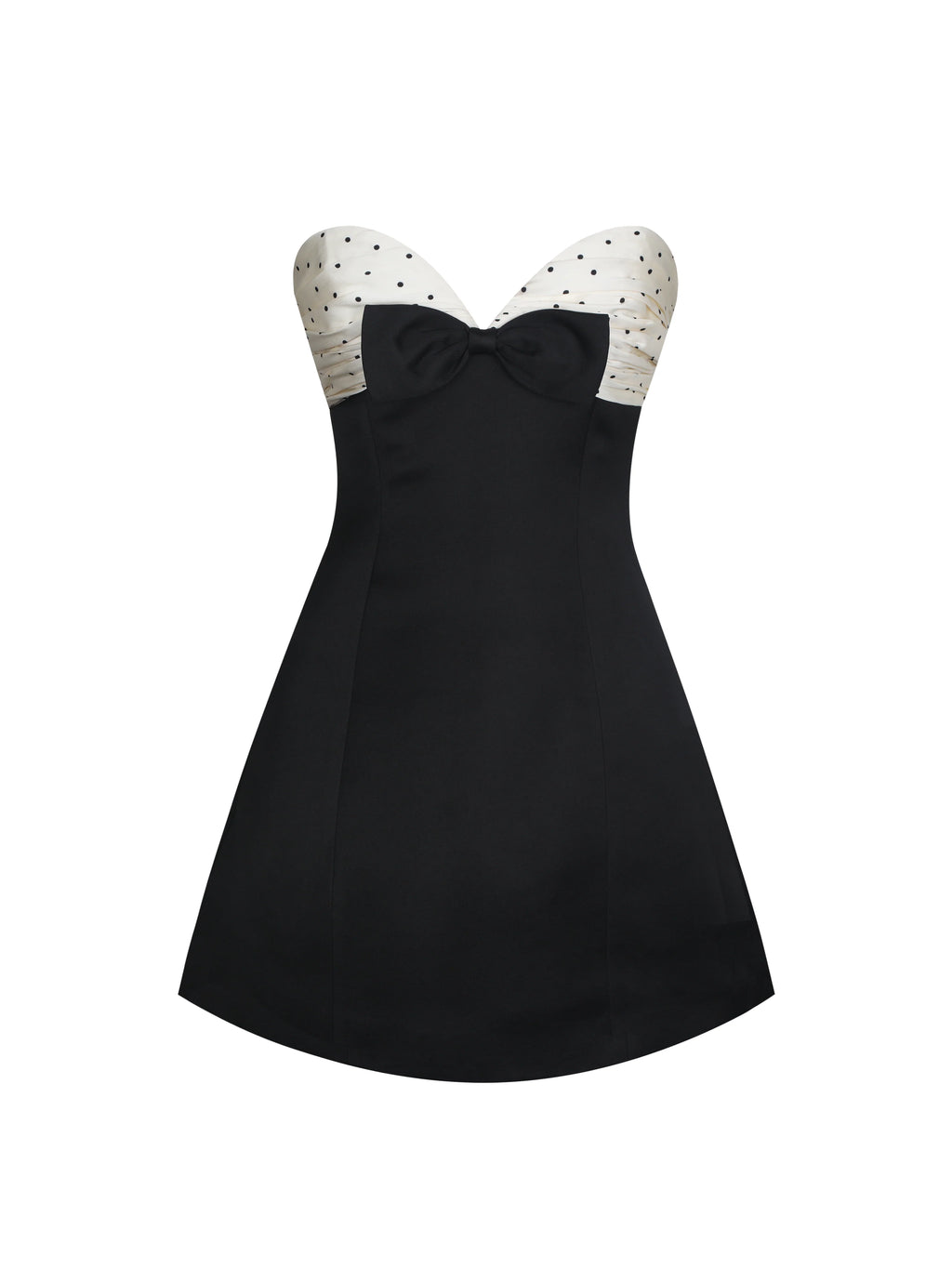 Florrie Black and White Polka Dot Sweetheart Mini Dress