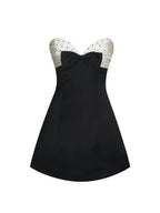 Florrie Black and White Polka Dot Sweetheart Mini Dress