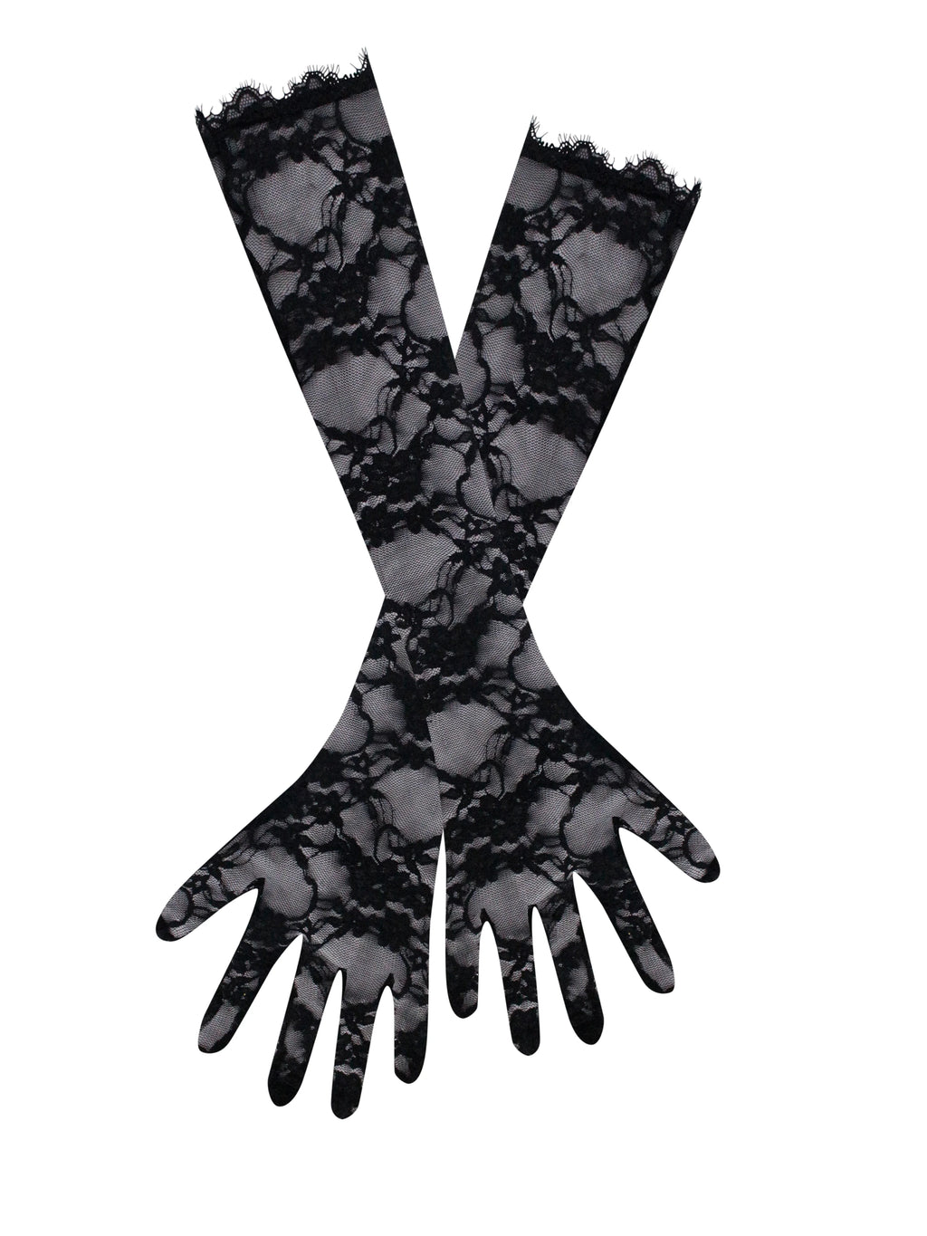 Rae Black Lace Opera length Gloves