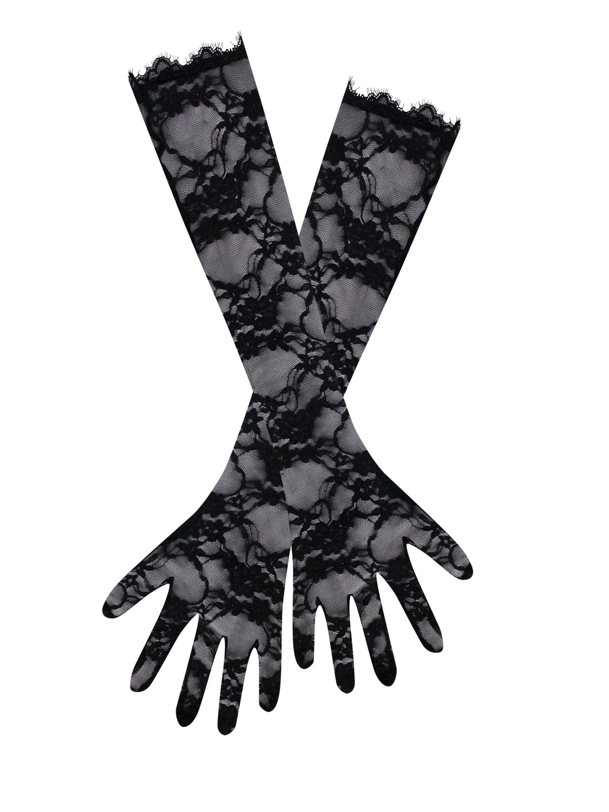 Rae Black Lace Opera length Gloves